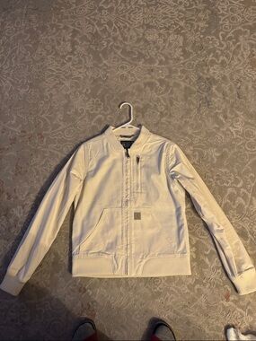 Carhartt Off-White Canvas Zip-Up Bomber Jacket